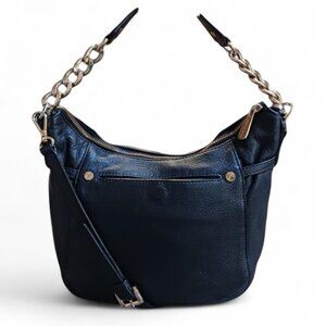 Michael Kors Convertible Black Pebbled Leather Tote / Crossbody Bag/ Gold Chain